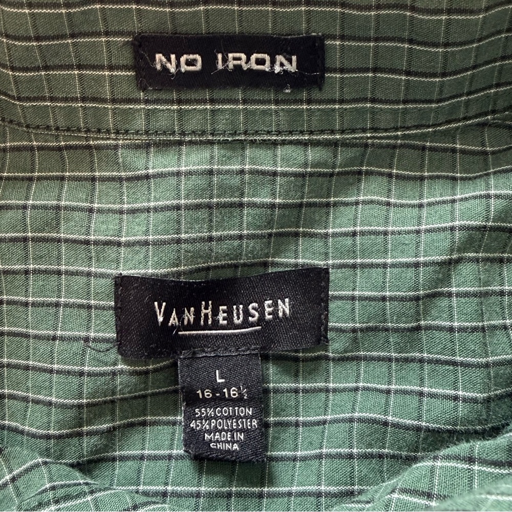Van Heusen No-Iron Micro Check Button Down Shirt - Men’s Large 16-16.5 - Picture 5 of 8